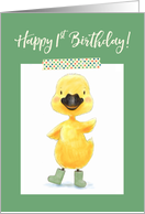 Happy 1st Birthday, Yellow Duckling One Year Old, Baby card