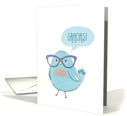 Gracias! Thank You with Bluebird wearing Glasses card (1618604)