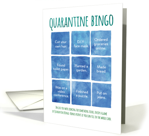 Quarantine Coronavirus Bingo Game, Thinking of You, Blank Inside card