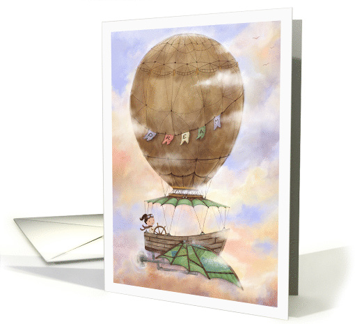Happy Birthday, Dream, Girl in Flying Machine card (1621566)