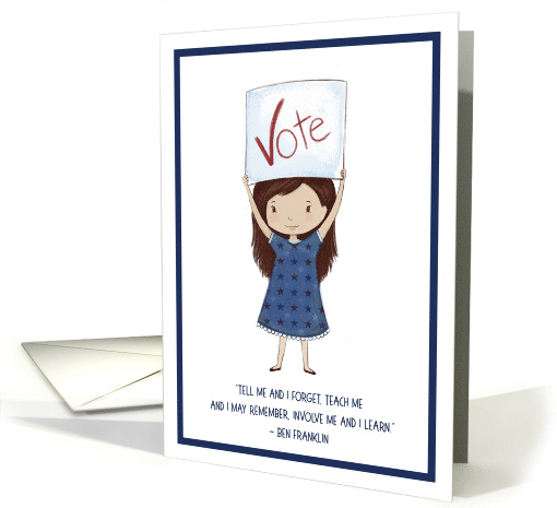 Patriotic Card, Vote, Red, White, Blue with Stars, Blank Inside card