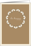 Be Happy, Bee Design in a Circle, Blank Inside card