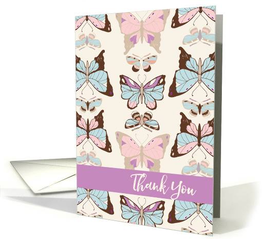 Thank you - Decorative Design with Butterflies, Blank Inside card