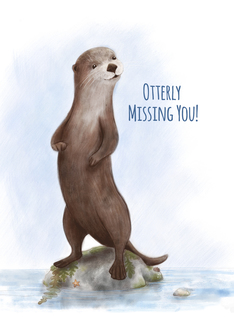 Otterly Missing You, Pun Greeting, Thinking of You