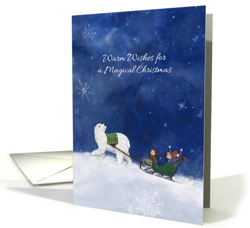 Warm Wishes for a Magical Christmas Polar Bear with Sleigh card