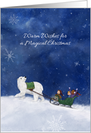 Warm Wishes for a Magical Christmas Polar Bear with Sleigh card