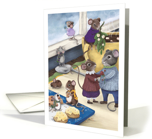 Happy Holidays Cookies and Cocoa with Family of Mice card (1636078)