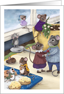 Happy Holidays Cookies and Cocoa with Family of Mice card