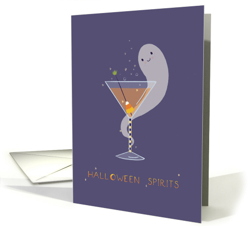 Halloween Spirits Ghost with Candy Corn Martini card (1697064)