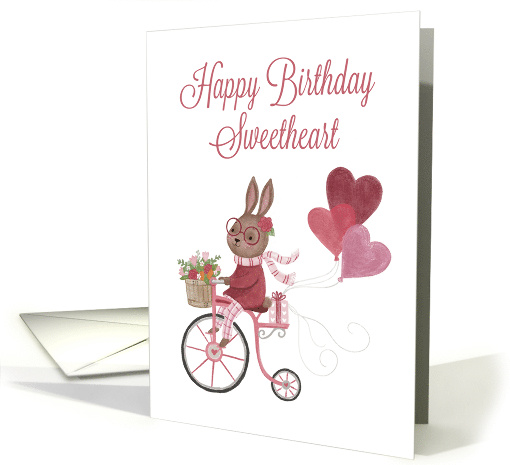 Happy Birthday Sweetheart with Rabbit on Bicycle and... (1735110)