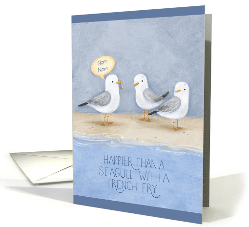 Congratulations with Sea Gull on Beach Design Holding a... (1735112)
