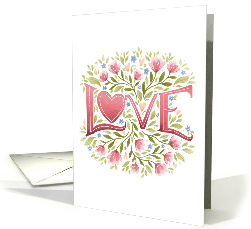Anniversary Love with Pink and Blue Flowers and Hearts card (1744218)