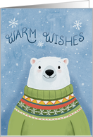 Warm Wishes Holiday with Polar Bear in Knit Sweater card