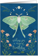 Lunar Cycle Moth Evening Florals Birthday card