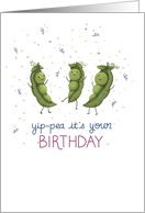 Yip-pea it’s your Birthday Dancing Pea Pods and Confetti card
