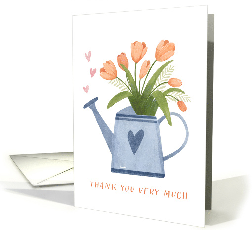 Thank you with Tulips in Watering Can and Hearts card (1864136)