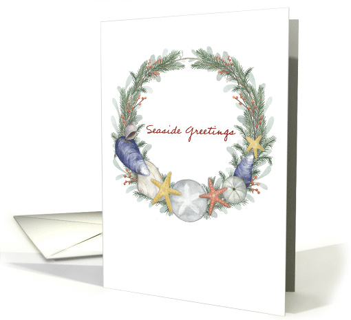 Seaside Greetings Holiday with Evergreen Wreath Shells... (1864186)