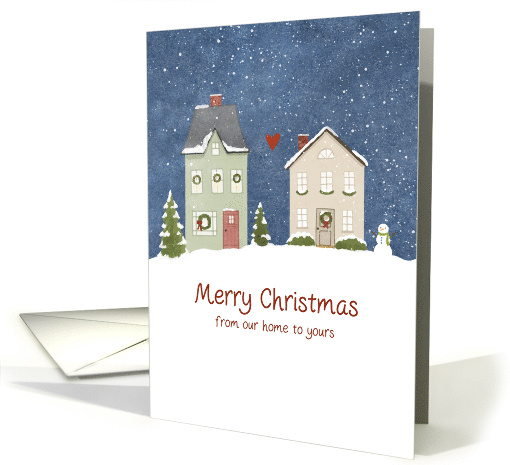 Merry Christmas Houses with Snowman and Heart card (1872950)