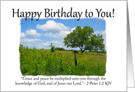 Happy Birthday Prairie Tree - Christian card