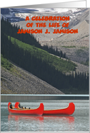 Celebration of Life Invitation, Mountain Canoes, Custom Front/Inside card