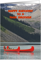 Happy Birthday Twin Brother, Mountain Canoes, Custom Cover & Inside card