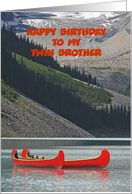 Happy Birthday My Twin Brother Custom Mountains Canoes Boats card