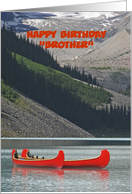 Happy Birthday Like a Brother To Me Custom Mountains Canoes Boats card
