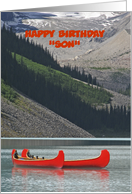 Happy Birthday like a Son Custom Mountains Canoes Boats card