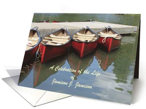 Celebration of Life Invitation Memorial Service Custom Red Canoes card