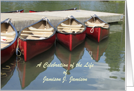 Celebration of Life Invitation Memorial Service Custom Red Canoes card