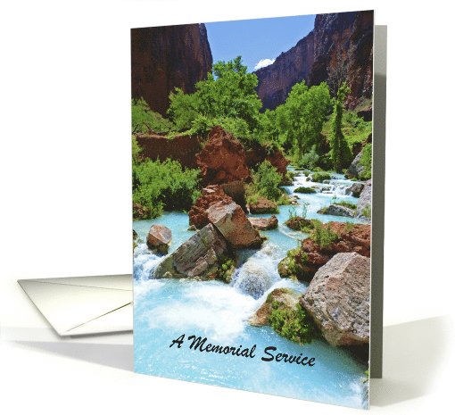 Memorial Service Invitation, Turquoise Stream, Personalze... (1033611)