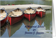 Memorial Service Invitation, Red Canoes, Personalize Cover/Inside card