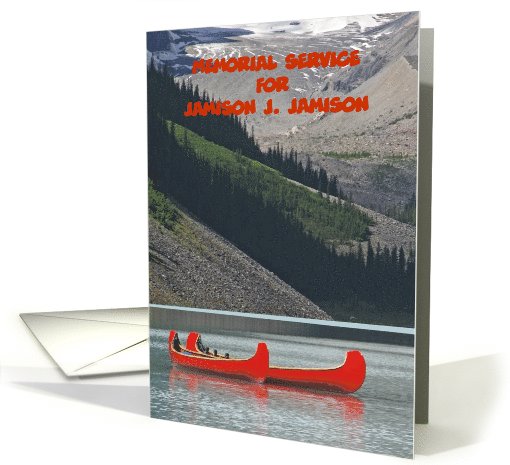 Memorial Service Invitation Custom Mountains Canoes Boats card