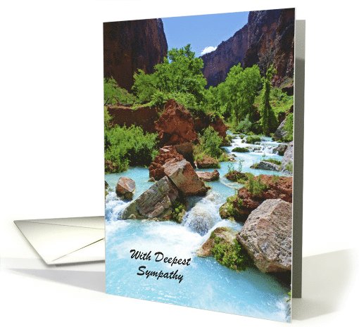 With Deepest Sympathy, Turquoise Stream, Personalize Cover/Inside card