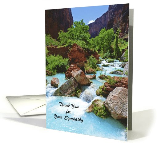 Thank You for Your Sympathy, Turquoise Stream, Personalize Out/In card