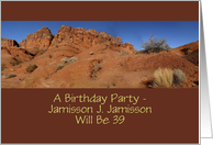 Invitation Birthday Party, Any Age, Red Rock Panorama, Personalize card