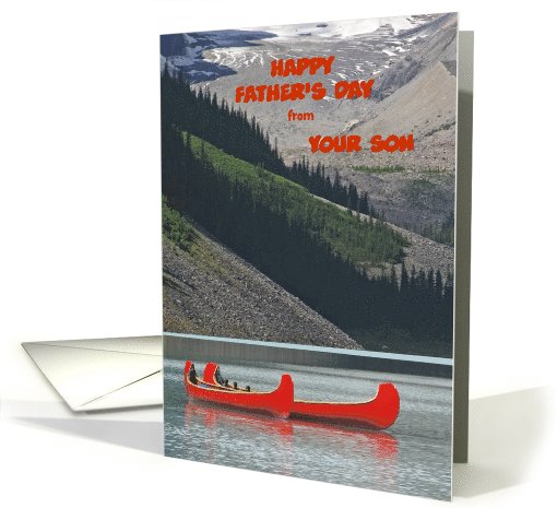 Happy Father's Day from Son, Mountain Canoes, Personalize card