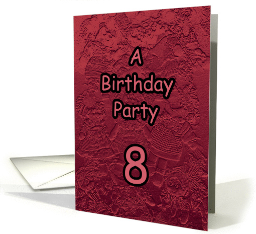 Birthday Party Invitation 8 Year Old Kids Girls Red Dolls card
