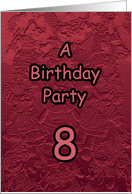 Birthday Party Invitation 8 Year Old Kids Girls Red Dolls card