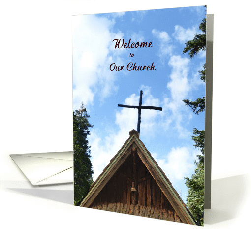 Welcome to Our Church, Rustic Old Church, Custom Text Inside card