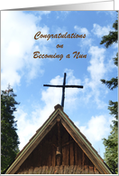 Congratulations on Becoming a Nun, Rustic Old Church, Custom Text card