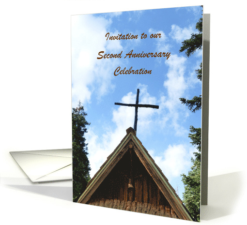 Second Anniversary of Church, Rustic Old Church, Custom Text card