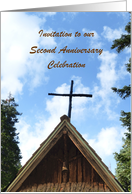 Second Anniversary of Church, Rustic Old Church, Custom Text card