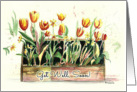Get Well Soon, Tulips in a Rustic Wooden Box card