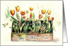 Tulips in a Rustic Wooden Box Birthday for Mom card
