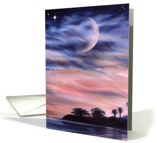Missing You Across the Miles, Island Moon Sunset card (1026453)