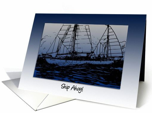 Ship Ahoy! Nautical Blues Blank Note card (1066963)