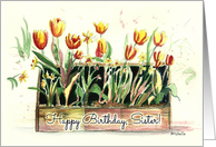 Tulips in a Rustic Wooden Box Birthday for Sister Card