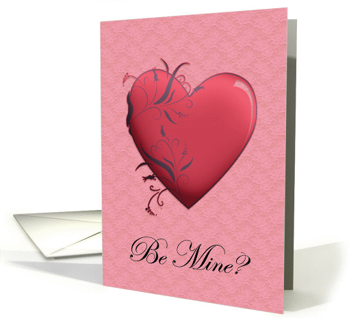 Red Satin Heart on Lace, Be Mine, Valentine card (1142526)