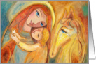 Fine art mother, child and horse -blank inside card